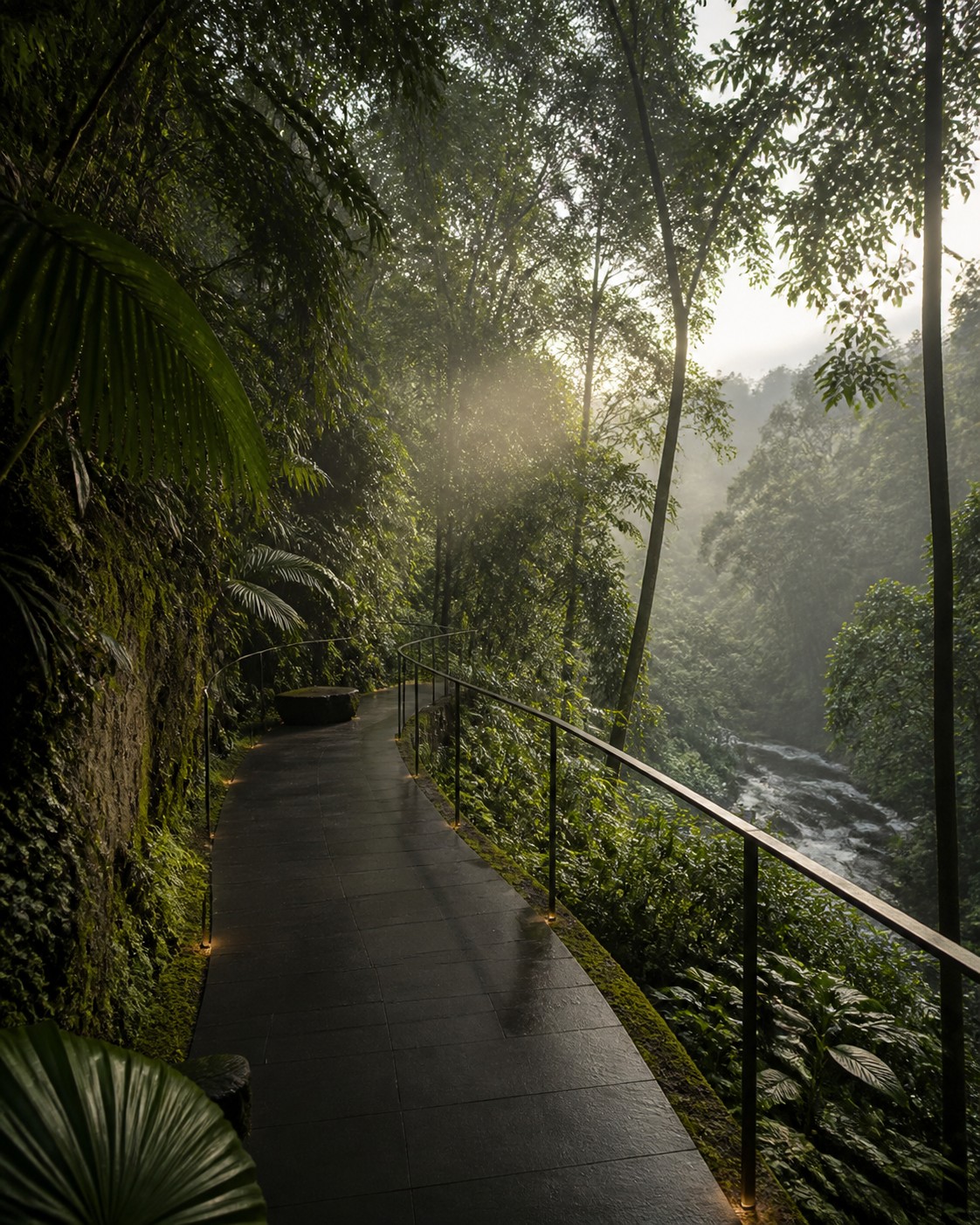 Forest path along the Ayung River